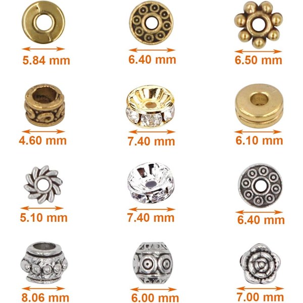 600 st Spacer Pärlor Smycken Pärla Charm Spacers Legering Spacer