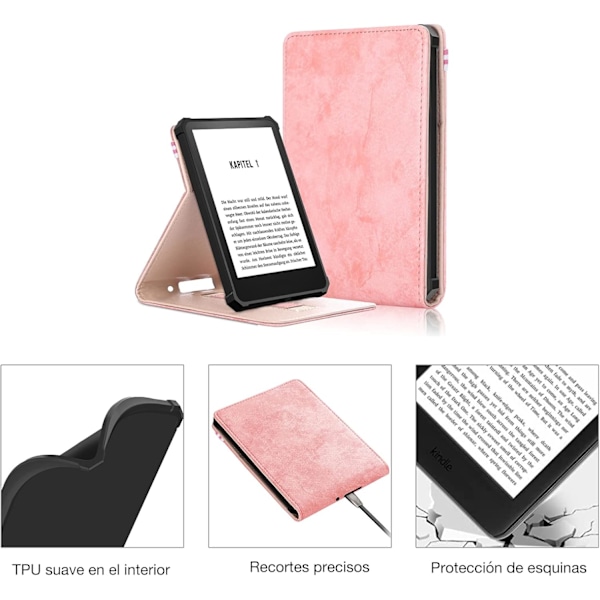2 stk. Foldbar Etui for Ny Kindle (11. Generasjon Versjon 2022), med Automatisk På/Av, Lett Etui med Håndstropp