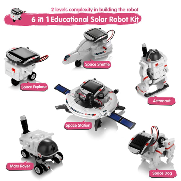 1 sett med 6-i-1 solcelledrevne robotleker