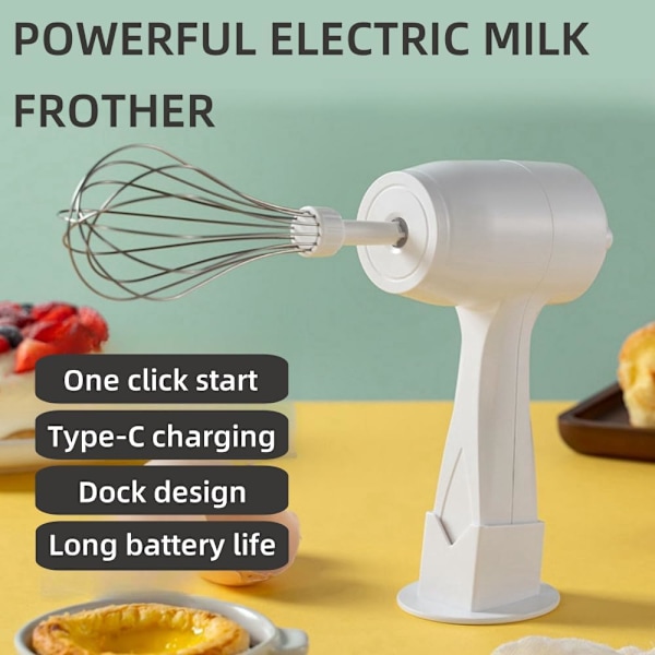 Stavmixer, Elektrisk Stavmixer med USB Laddning, Rostfritt Stål Blad Stavmixer med Visp, för