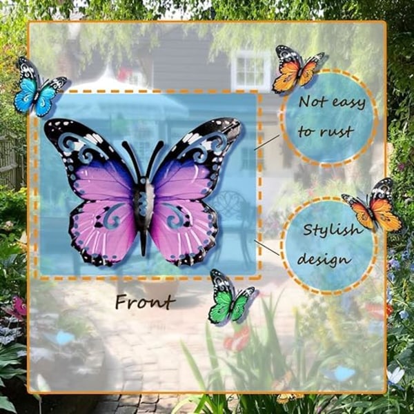 3 pieces butterfly garden wall art fence decorations outdoor