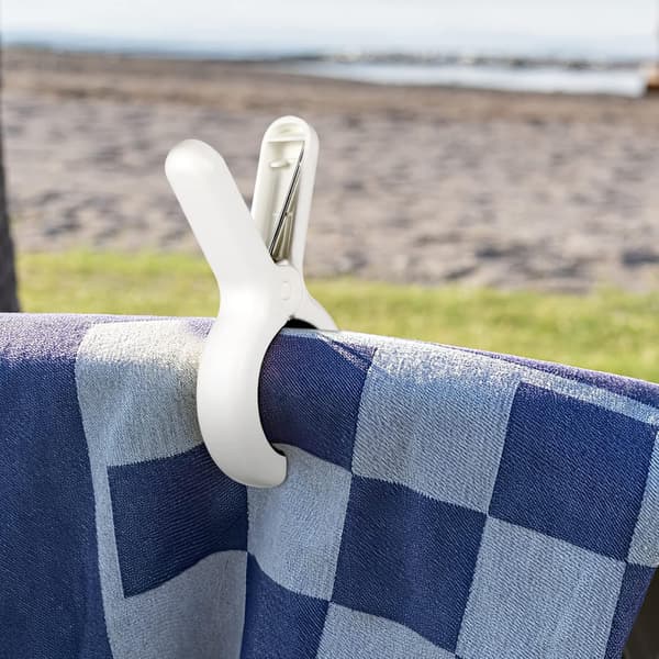 6 stk. (Gul + Blå) Strandhåndklæde Klips, Vindtæt Tørring