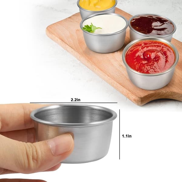 Sauce Dip Skål Mini Sauce Kopper Pudding Krydderi Kopper til Hjemmefest Rustfrit Stål (Sølv 12 Pak 40ml)