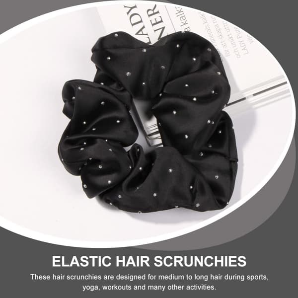 6 elastiska sidenhårband fulla med stjärnformade strass stora scrunchies