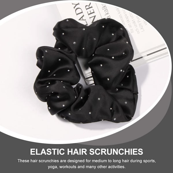 6 elastiske silkehodebånd fulle av stjernerhinestones stor scrunchie