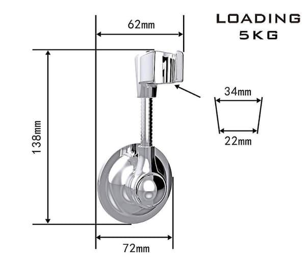 Vann Dusjhode 1 Jet Hånddusj med ,Solid Messing Dusjhode Holder, Justerbar Høyde Sugekopp Holder, 360° Rotasjon,10.7*4.2*3.1cm