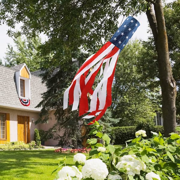 Amerikansk flagg vindstrømpe med broderte stjerner