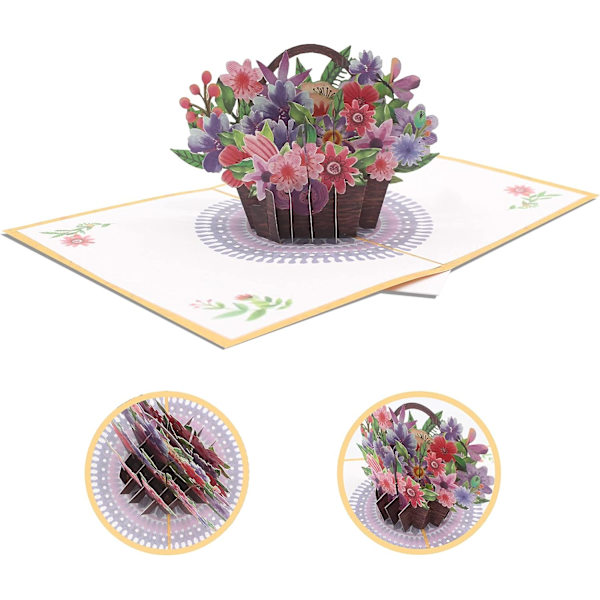 1 Styck Pop Up Blomsterkort, 3D Jubileumskort för Dig, Kvinnor