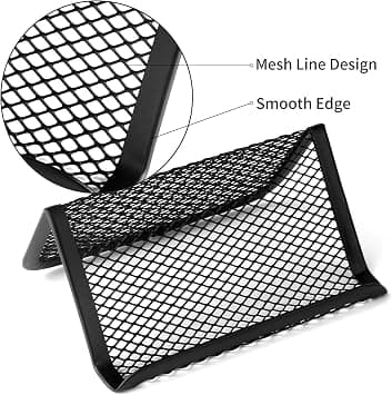 3 stk. Guld Perle Sort Metal Mesh Visitkort Holder Kontor