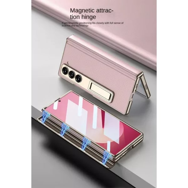 Samsung Z Fold6 Fodral, Stativ Pläterad (Ljusrosa)