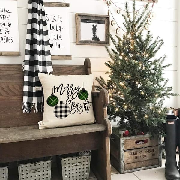 4 Julepynt Putesett 18x18 Marry the Tree Bright