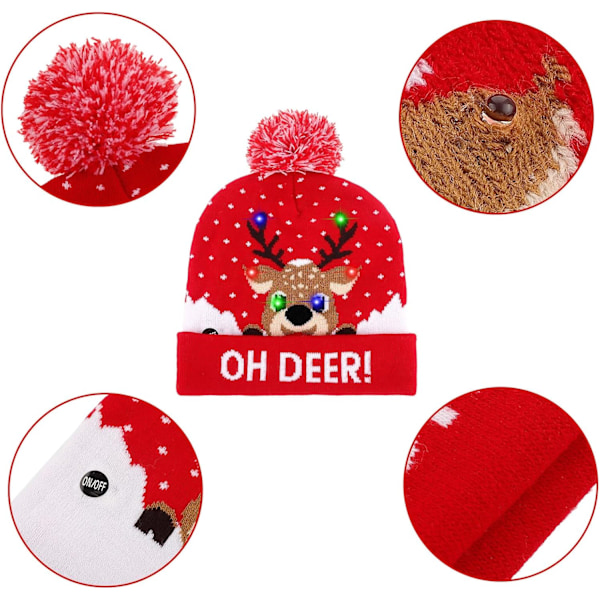 2 stk LED-lysende julehattlys skjerfsett Juleblinkende Beanie Cap Strikket skjerf til juleferie P