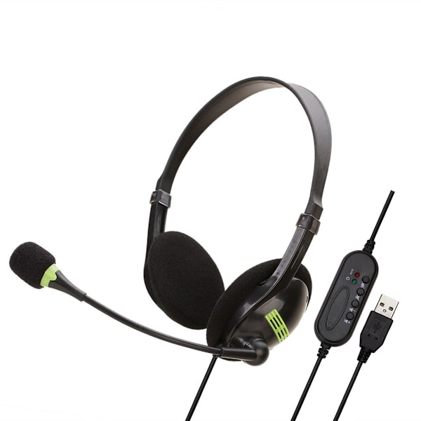 1 stk USB-interface headset lydkabel justerbar volumen