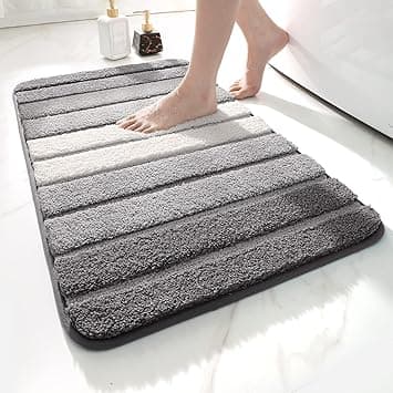 40 x 60 cm, Grå Antislip Bademåtte, Blød Mikrofiber Bademåtte,