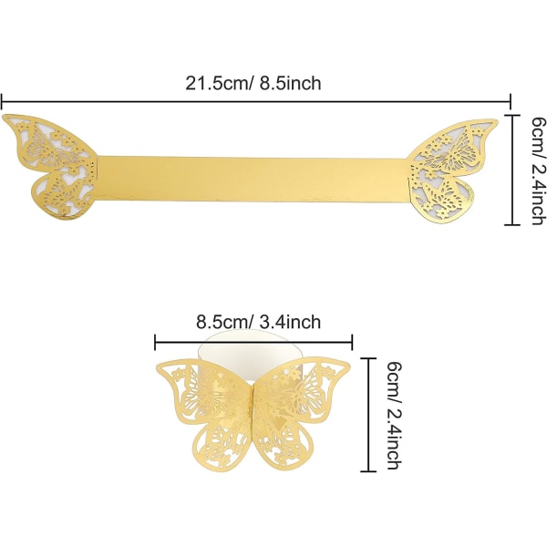 50 stk. Servietringe Butterfly Ring Servietpapir til Bryllup