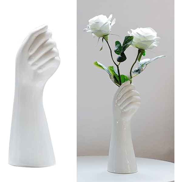 1 stk hvit menneskelig arm vase, kunst keramisk vase kropp skulptur,