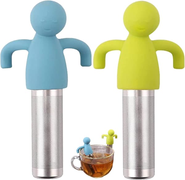 2 stycken rostfritt stål silikon teinfuser, hängande tefilter