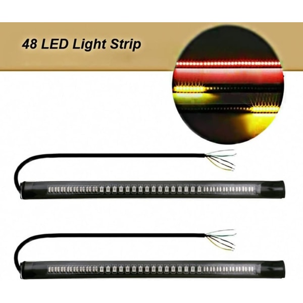 2 stk. Motorcykel LED Baglygte Bar, Slank Fleksibel Lysstribe