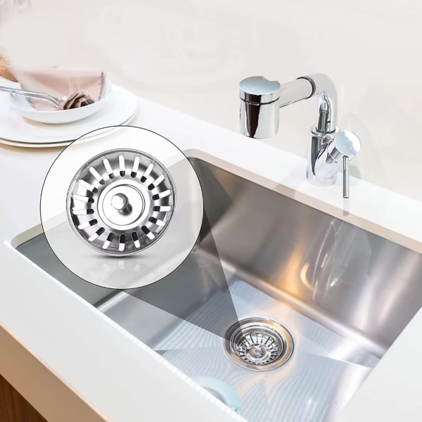 Vaskesluk - Kjøkkenvaskfilter - 79 MM - Universal Rustfritt Stål