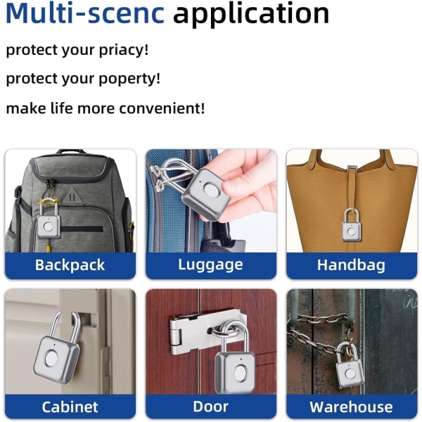 Mini Smart Fingeravtryckslås, Biometrisk Lås, Biometrisk