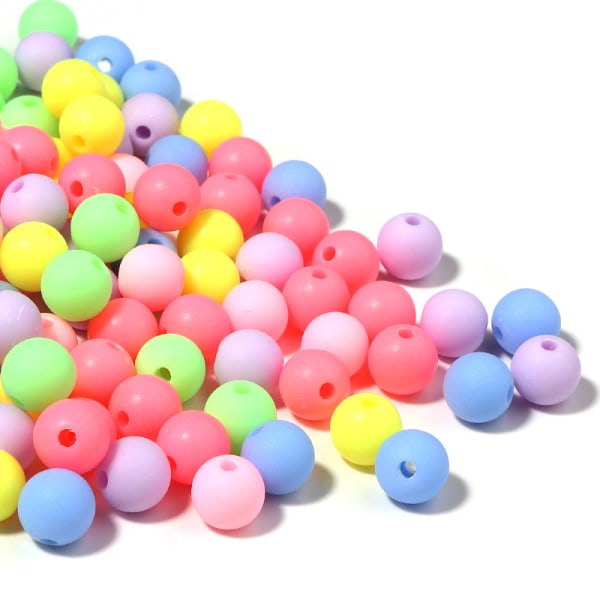 100 st Candy Color Matta Akryl Frostade Runda Pärlor, Blandade