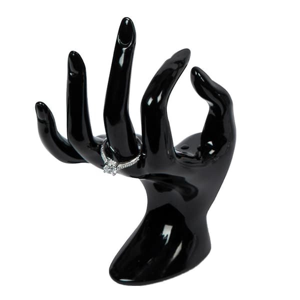 Håndsmykke Display Holder Ok Form Mannequin Hånd Armbånd Ring Stativ Til Ur Bryllupsringe Sort Fløjl