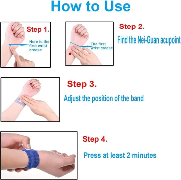 2 Par Acupressur Armbånd (blå-sort) Mod Kvalme