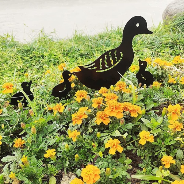 4 Pack Metal Duck Shaped Stakes Garden Stakes Animal Shaped Yard