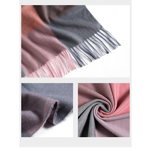 Dam Scarf Vinter Lång Mjuk Varm Rutiga Scarf, Ullspunnen Tassel
