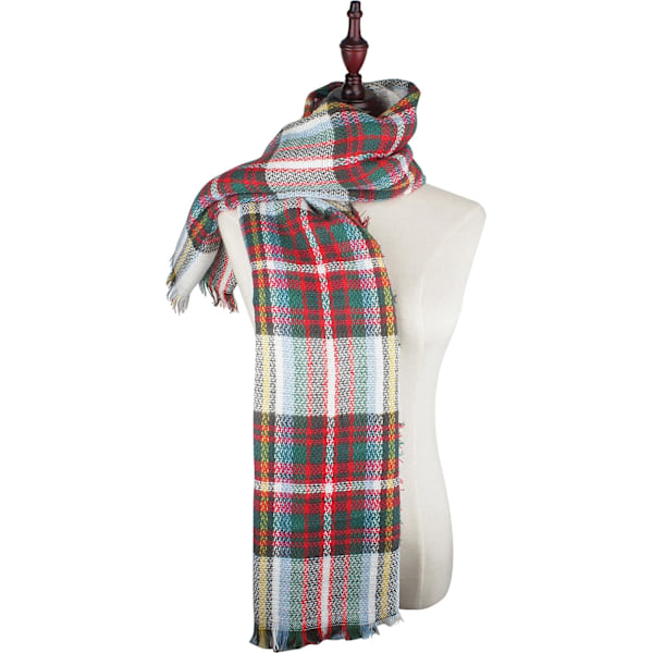 Klassisk Efterår/Vinter Kvinder Tartan Tassel Sjal Varmt Blødt Tykt Stort Sjal