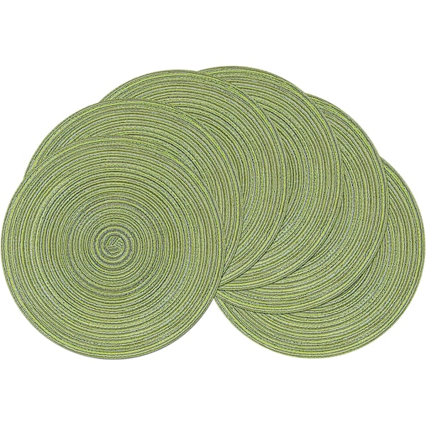 38x38cm - 6 kpl Vihreä Pyöreä Tabletti Pestävä Punottu