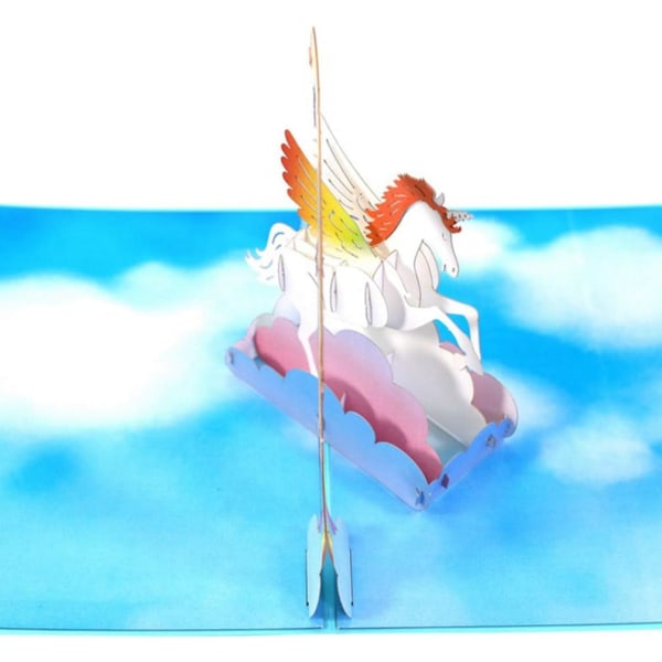 1 stk Regnbue Unicorn Gratulasjonskort 3D Stereoskopisk Velsignelse
