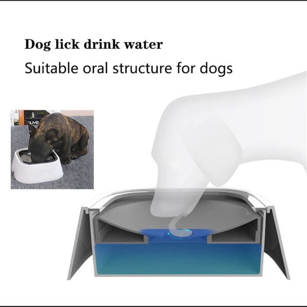 1 stk Hundedrikkebeholder, Sprutsikker Skål, Ingen Søl, Bæres i Bil