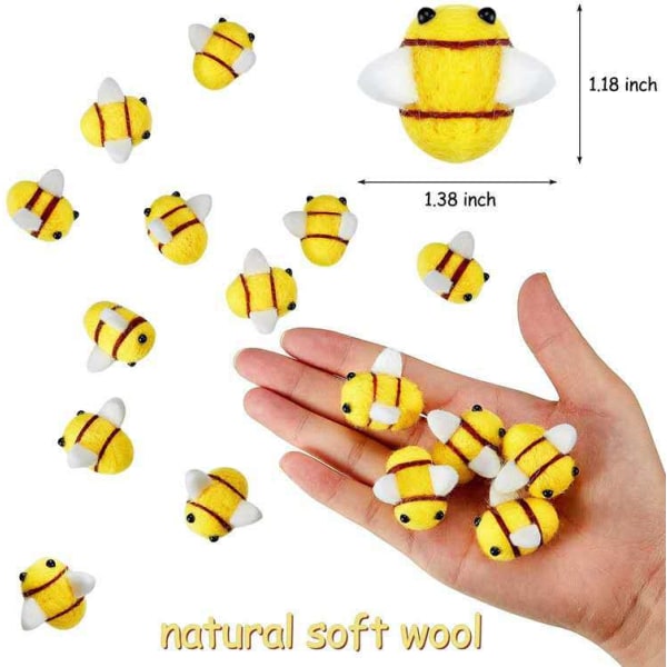5 st Wool Felt Humla Bi, Wool Felt Bi-Bollar, Bi DIY Hantverk