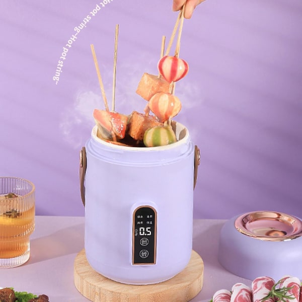 Effektiv Oppvarming Mini Ris Cooker, Isolerte Bærbar Multifunksjonell Suppe Grøt Stewpot med Smart Reservasjon F