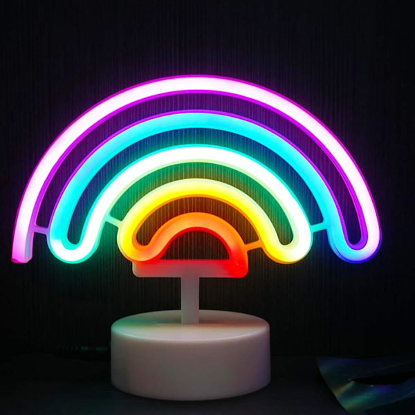 Regnbue Neonlys Regnbue Lampe Regnbuegaver til Kvinder USB/Batteridrevet Neon Regnbue Lys Regnbuegaver til Piger