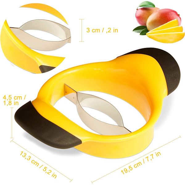 Ruostumattomasta teräksestä valmistettu mango-leikkuri, -kuorima ja -jakaja