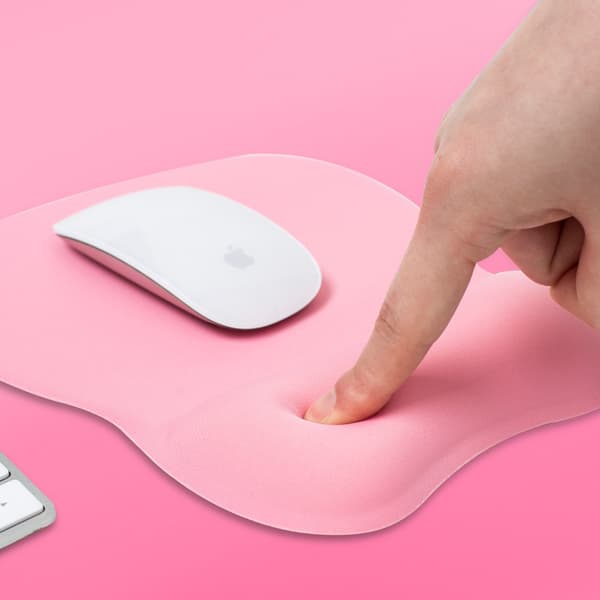 Ergonomisk musematte med gelputer - Rosa, sklisikker silikonbase