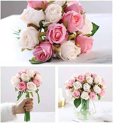 Kunstblomster Champagne Roser Real Touch Kunstig Pink