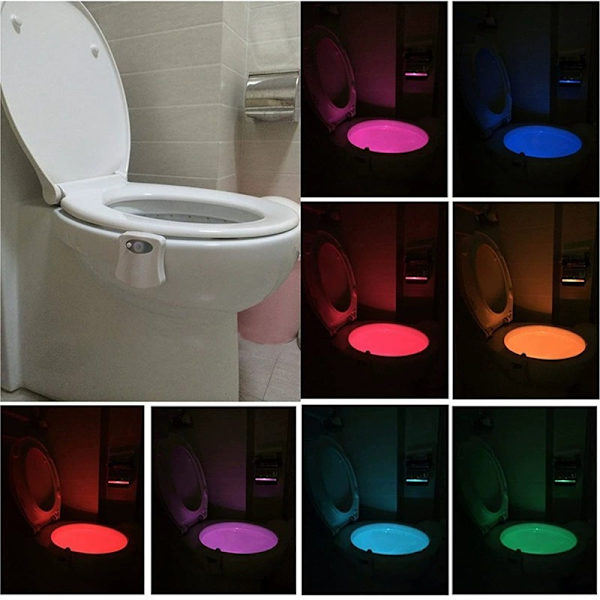 2 stk. 8-farvet toilet-sensorlys hængende menneskelig toilet-sensor