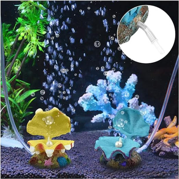 1 Blå Skaller Aquarium Boble Dekorationer Harpiks Fisketank Boble