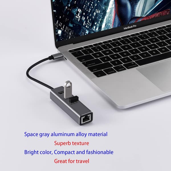 USB-C, 4-ports USB 3.0 USB-C Hub Splitter Adapter med 1 USB 3.0