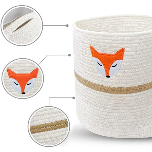Tvätthållare i bomullsrep, Orange Fox Vikbar Förvaringskorg Cut