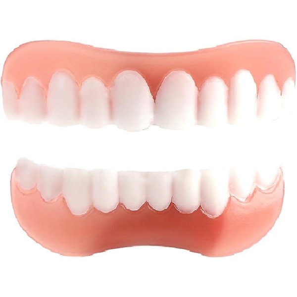 Veneer Dentures Set, 2pack Upper And Lower False Teeth, Bright White Shade, Comfortable & Adjustable Fake Teeth