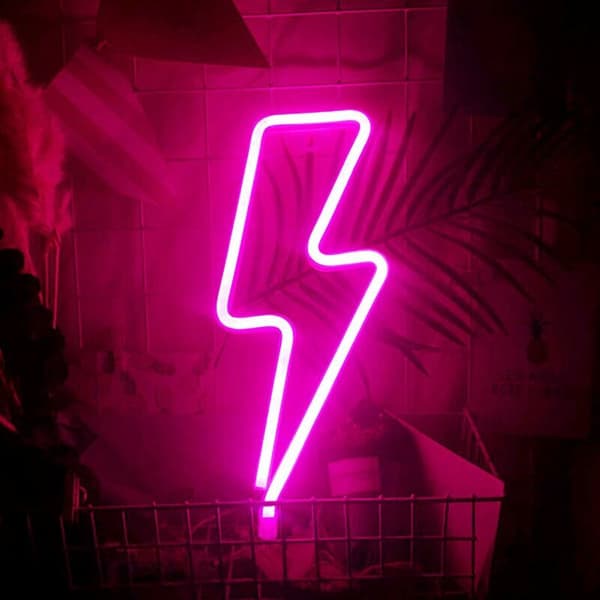 Blixt Neon, LED Blixt Form Neon Skylt, Neon Batteri/USB Nattljus