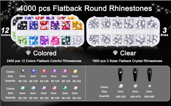 Runde flate bunndrill krystall akryl drill rhinestones negl