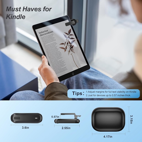 Sidsvängare för Kindle PaperWhite, Fjärrkontroll för Kindle iPad iPhone, Trådlös Klickare för Sängläsning Ki