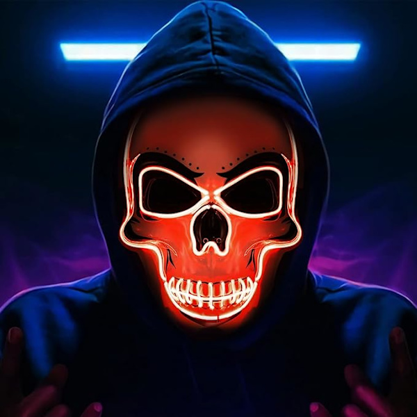 Läskig Halloween-mask, LED-Halloween-mask med 3 ljuslägen, Läskiga LED-masker för Cosplay