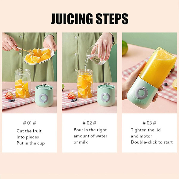 1 st (Rosa) USB-laddbar bärbar liten juicepress, mini juice