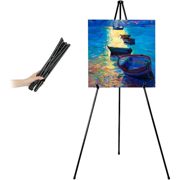 1 stk. (Sort) Kunststaffeli, Foldbart Tripod Staffeli, Bærbar Gulv